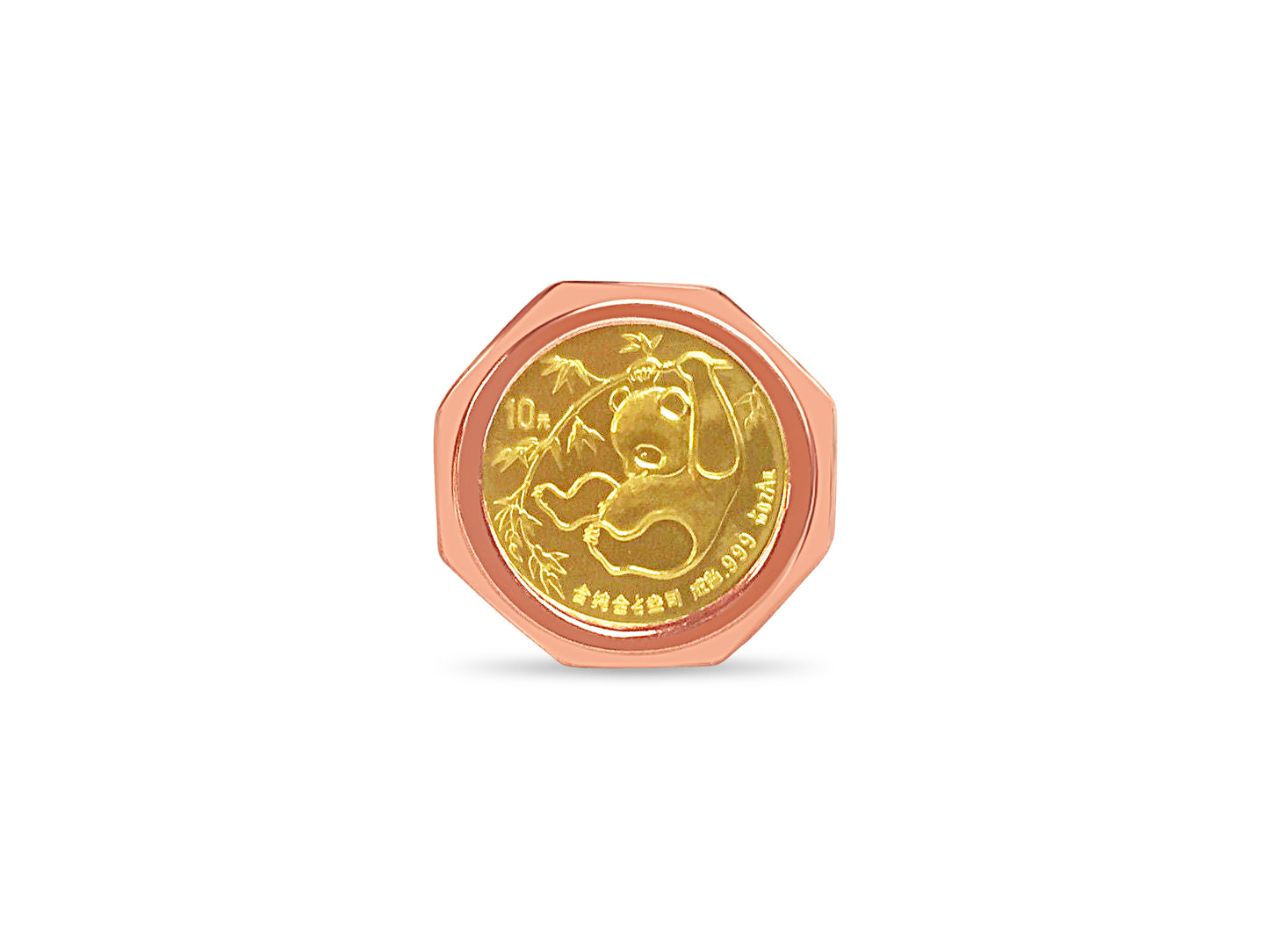Fancy Solid Gold Handmade Coin Ring , Chinese Panda Bear Coin ,
