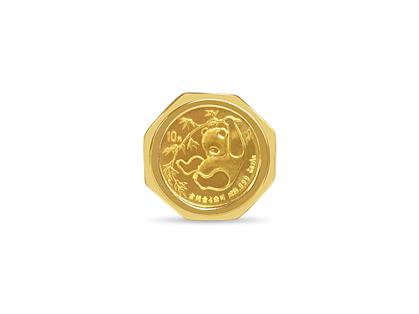 Fancy Solid Gold Handmade Coin Ring , Chinese Panda Bear Coin ,