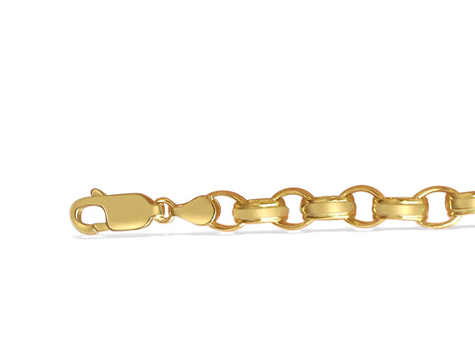 Rolo Cable Solid Gold Handmade Bracelet , 7mm, 6.5-10 Inch