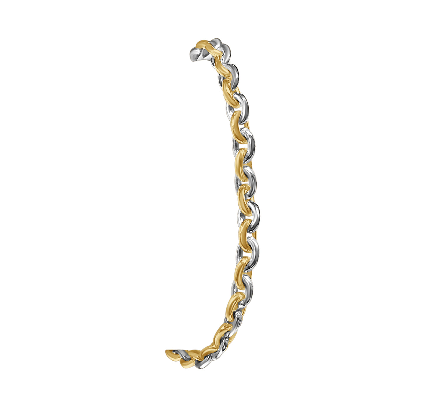 Fancy Rolo Solid Gold Handmade Bracelet , 5mm, 6.5-10 Inch