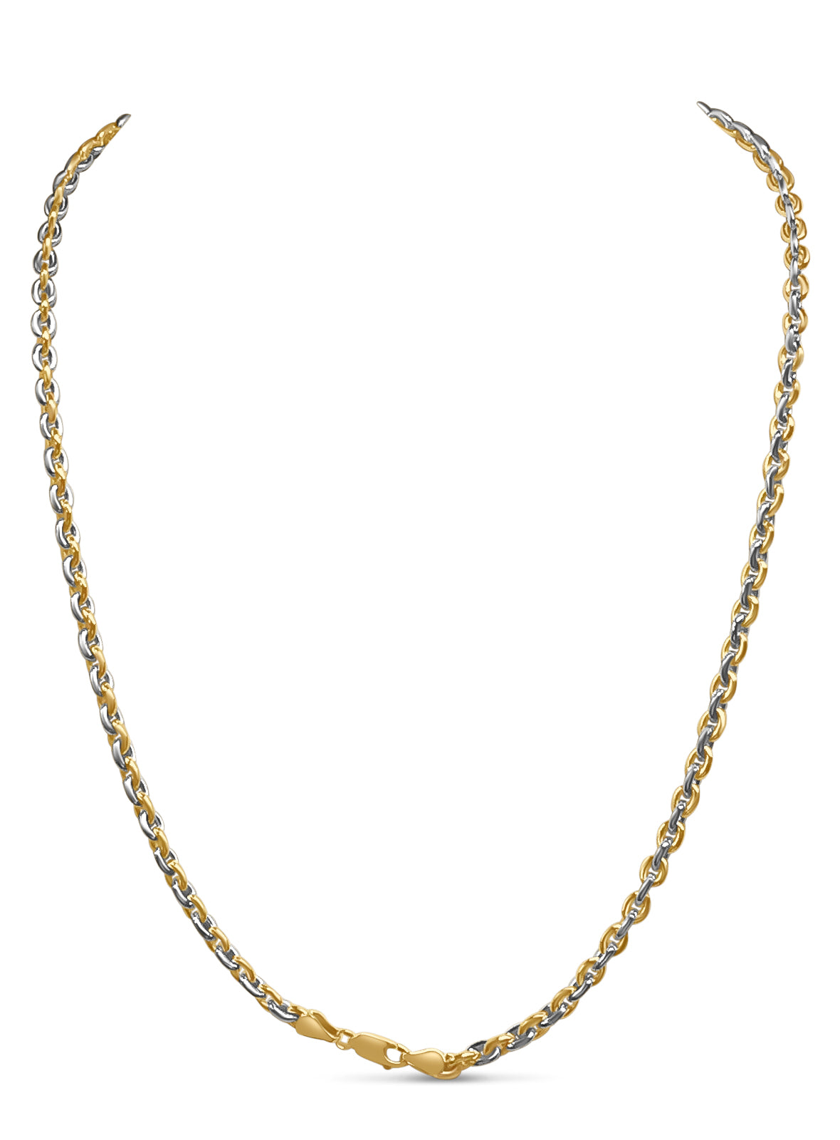 Fancy Rolo Solid Gold Handmade Necklace , 5mm, 16-30 Inch
