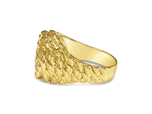 Nugget Solid Gold Handmade Coin Ring , Dos Pesos Coin ,
