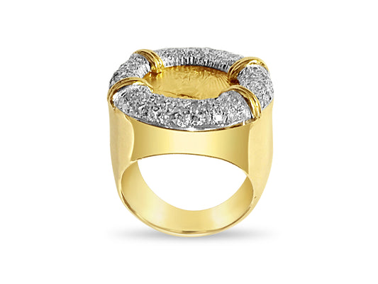 Diamond Fancy Solid Gold Handmade Coin Ring , 1/10oz Coin ,