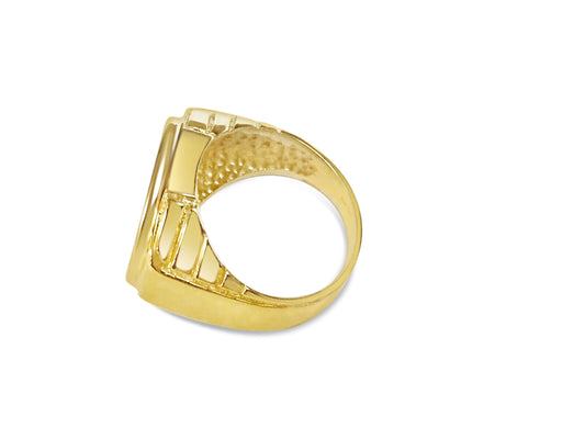 Fancy Solid Gold Handmade Coin Ring , 1/10oz Coin ,