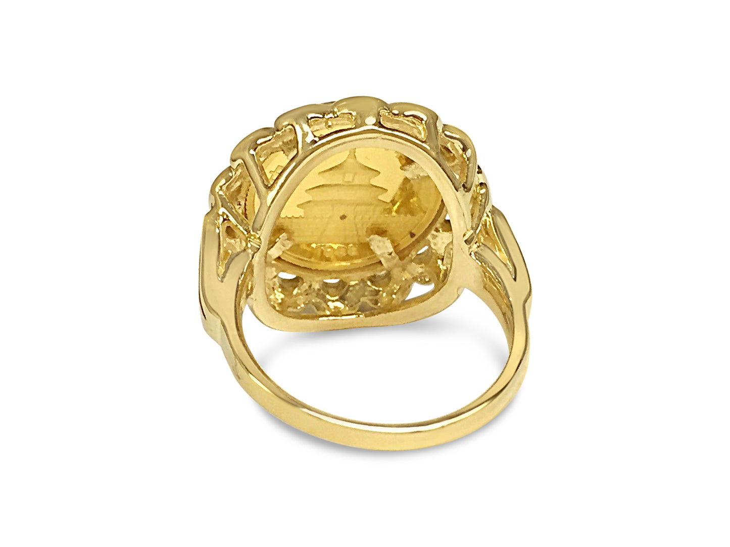 Fancy Ladies Solid Gold Handmade Coin Ring , Chinese Panda Bear Coin ,