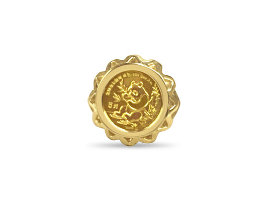 Fancy Ladies Solid Gold Handmade Coin Ring , Chinese Panda Bear Coin ,