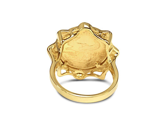 Fancy Ladies Solid Gold Handmade Coin Ring , 1/10oz Coin ,