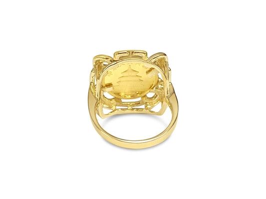 Fancy Ladies Solid Gold Handmade Coin Ring , Chinese Panda Bear Coin ,