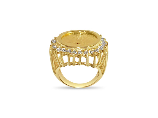 Diamond Fancy Solid Gold Handmade Coin Ring , 1/10oz Coin ,