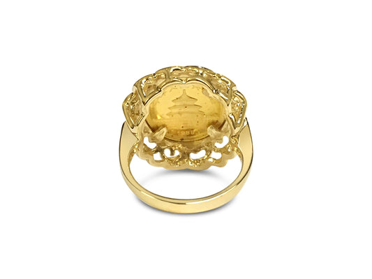 Fancy Solid Gold Handmade Coin Ring , Chinese Panda Bear Coin ,