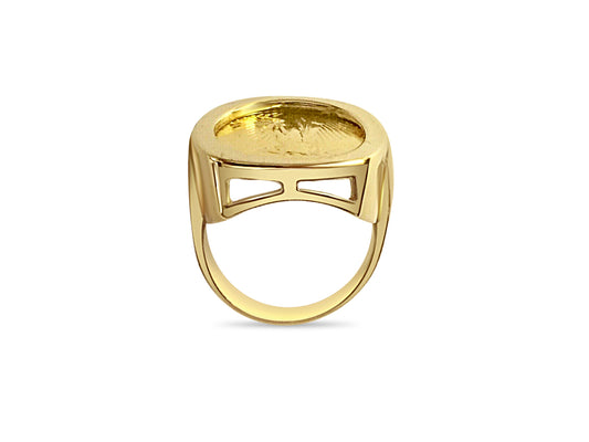 Fancy Solid Gold Handmade Coin Ring , 1/10oz Coin ,