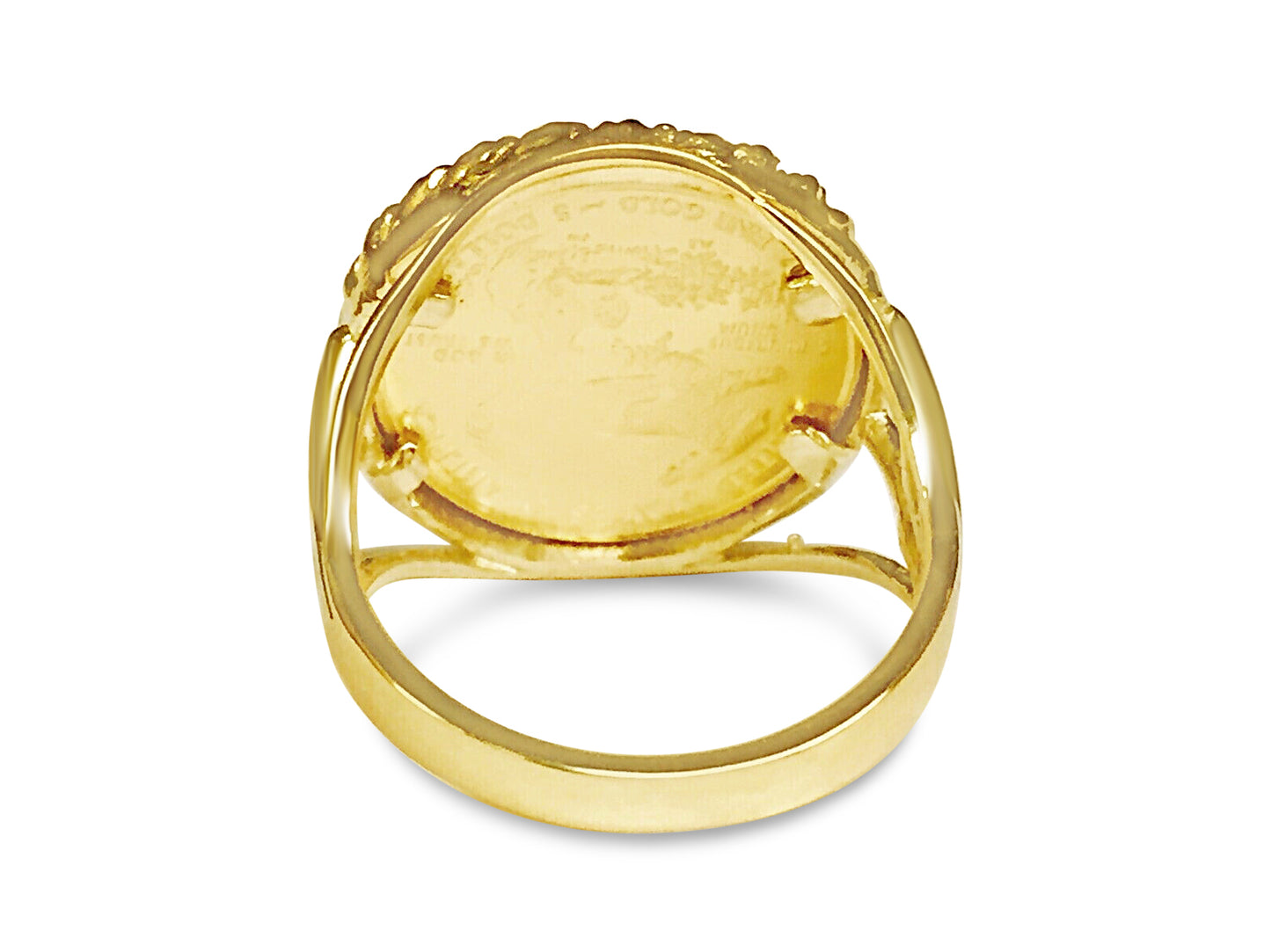 Fancy Ladies Solid Gold Handmade Coin Ring , 1/10oz Coin ,
