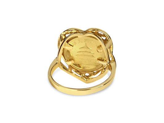 Fancy Ladies Solid Gold Handmade Coin Ring , Chinese Panda Bear Coin ,