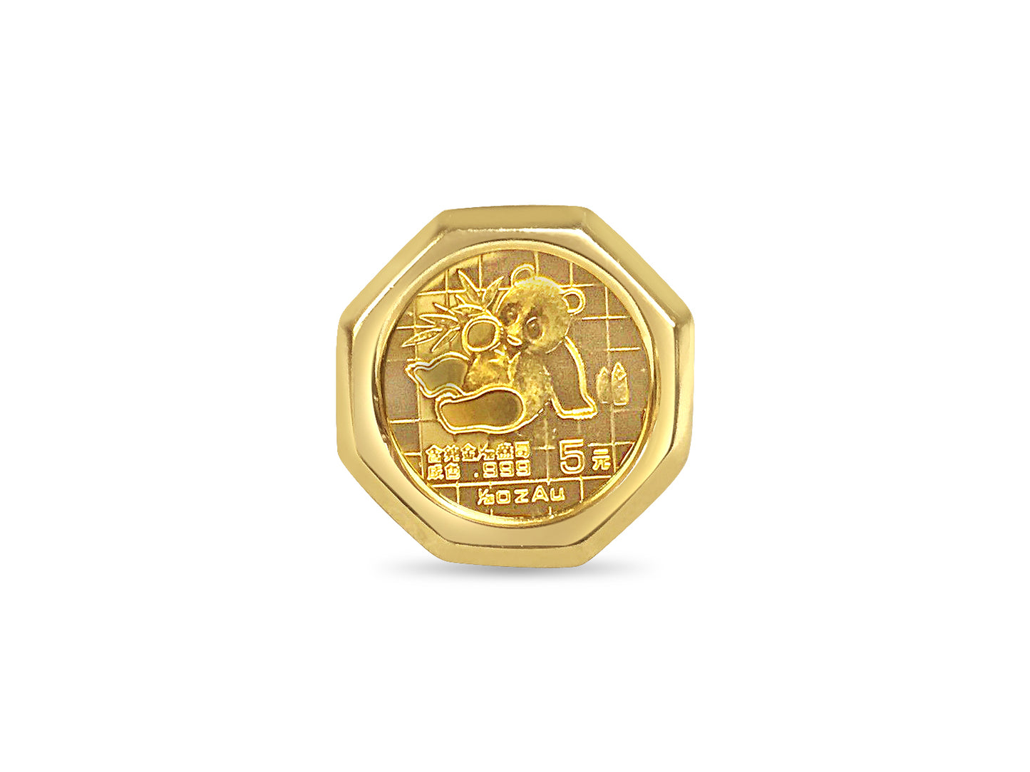 Fancy Ladies Solid Gold Handmade Coin Ring , Chinese Panda Bear Coin ,