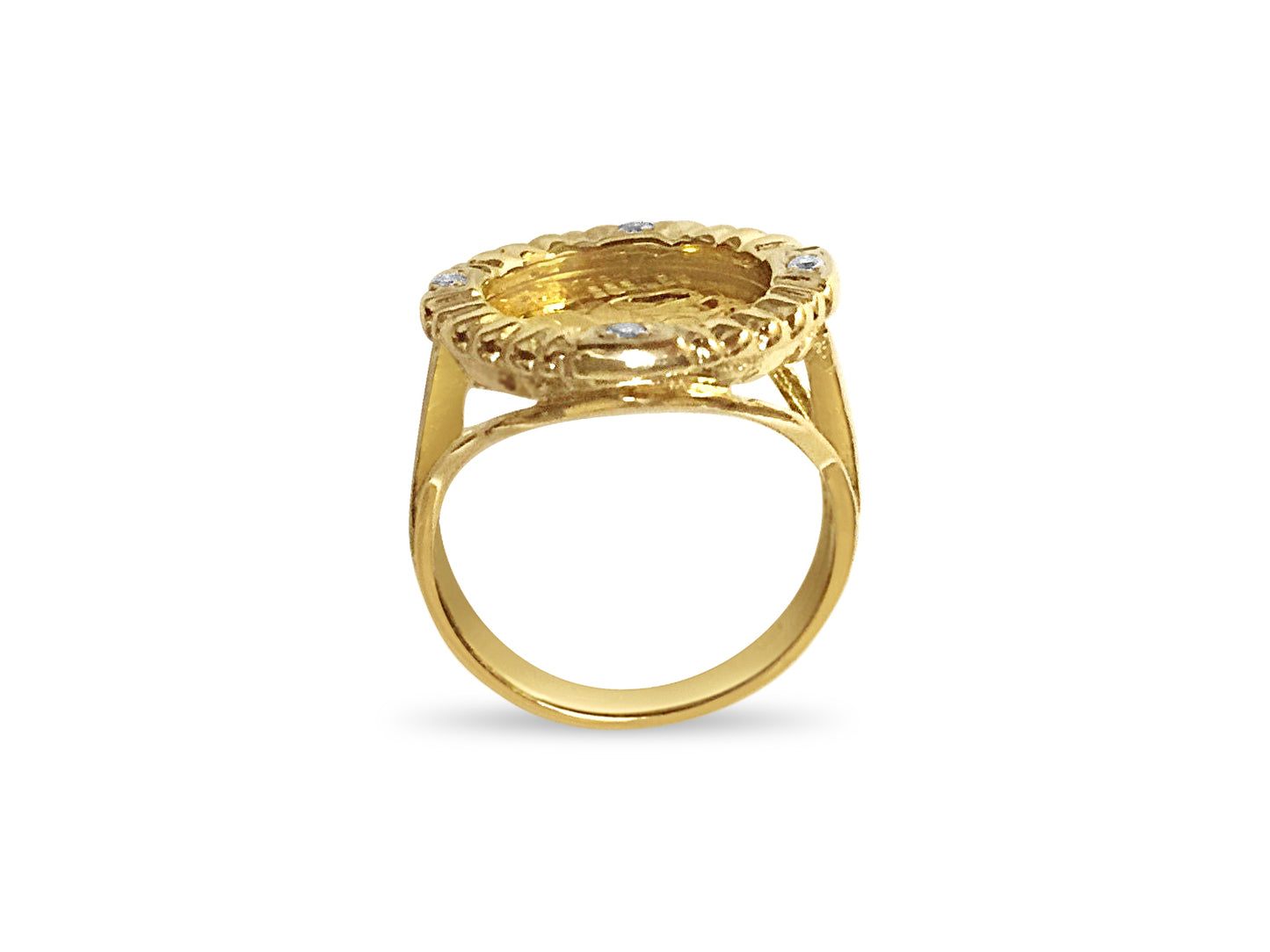 Diamond Fancy Solid Gold Handmade Coin Ring , Chinese Panda Bear Coin ,