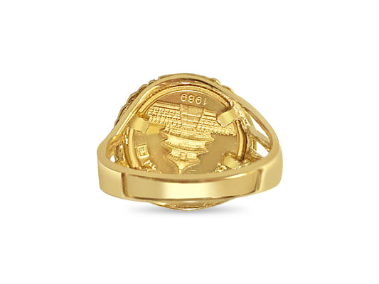 Diamond Fancy Solid Gold Handmade Coin Ring , Chinese Panda Bear Coin ,