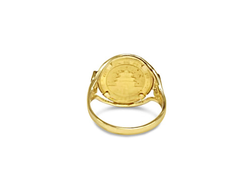 Fancy Ladies Solid Gold Handmade Coin Ring , Chinese Panda Bear Coin ,