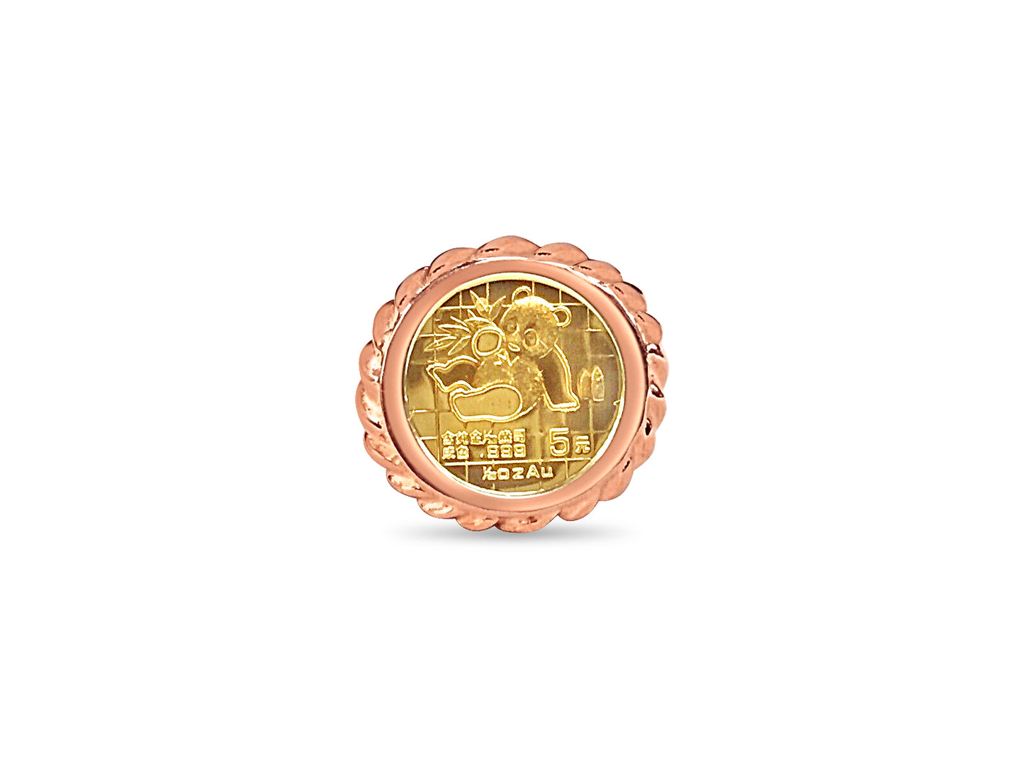 Fancy Solid Gold Handmade Coin Ring , Chinese Panda Bear Coin ,