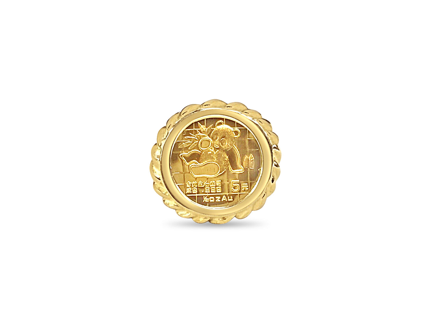 Fancy Solid Gold Handmade Coin Ring , Chinese Panda Bear Coin ,