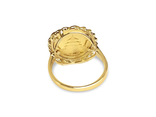Fancy Solid Gold Handmade Coin Ring , Chinese Panda Bear Coin ,