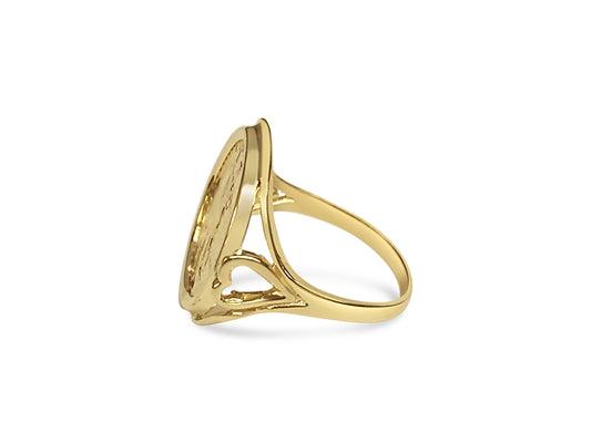 Fancy Ladies Solid Gold Handmade Coin Ring , 1/10oz Coin ,