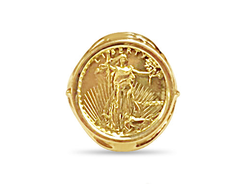 Fancy Ladies Solid Gold Handmade Coin Ring , 1/10oz Coin ,