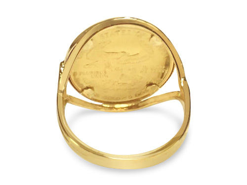 Fancy Ladies Solid Gold Handmade Coin Ring , 1/10oz Coin ,