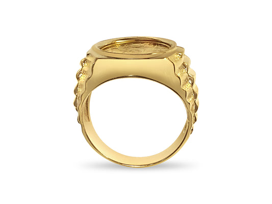 Fancy Solid Gold Handmade Coin Ring , Chinese Panda Bear Coin ,