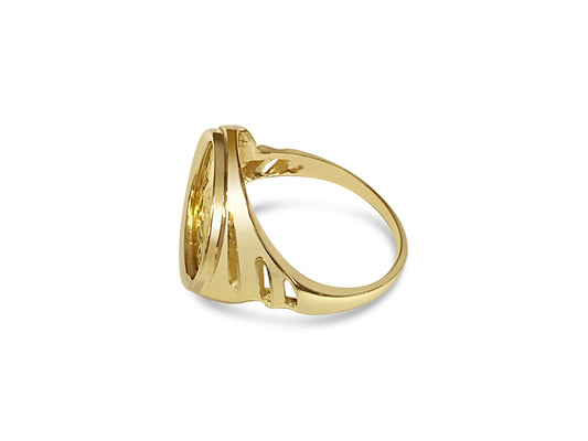 Fancy Solid Gold Handmade Coin Ring , Chinese Panda Bear Coin ,