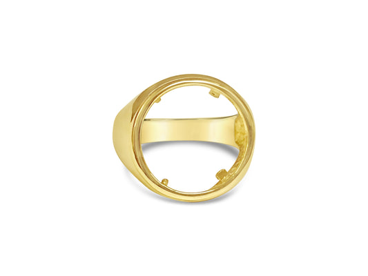 Fancy Solid Gold Handmade Coin Ring , 1/10oz Coin ,
