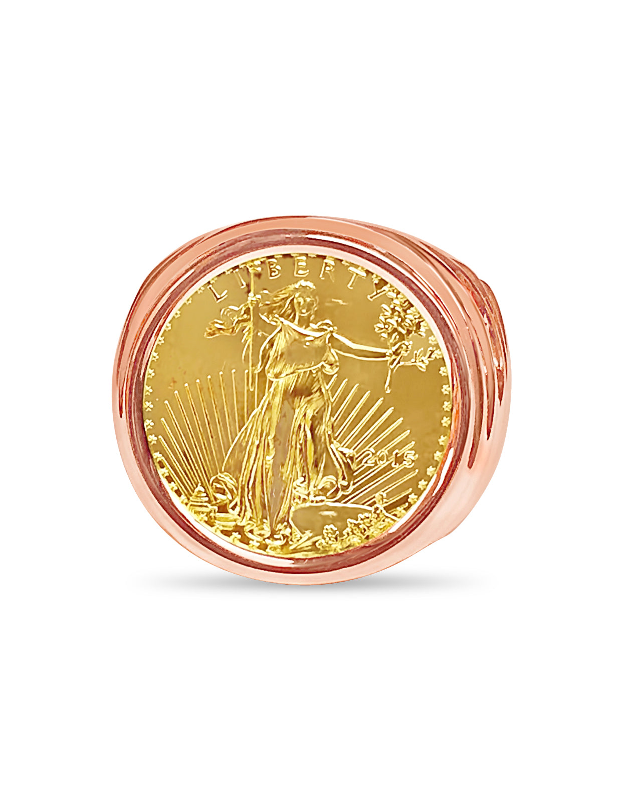 Fancy Solid Gold Handmade Coin Ring , 1/4oz Coin ,