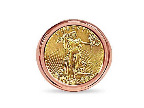 Fancy Solid Gold Handmade Coin Ring , 1/4oz Coin ,