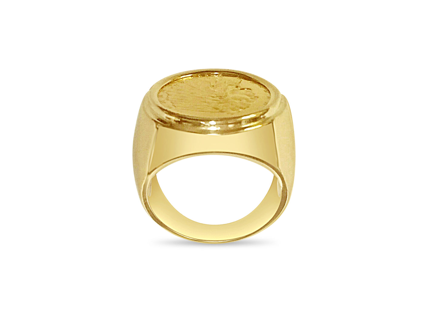 Fancy Solid Gold Handmade Coin Ring , Indian Head Coin ,
