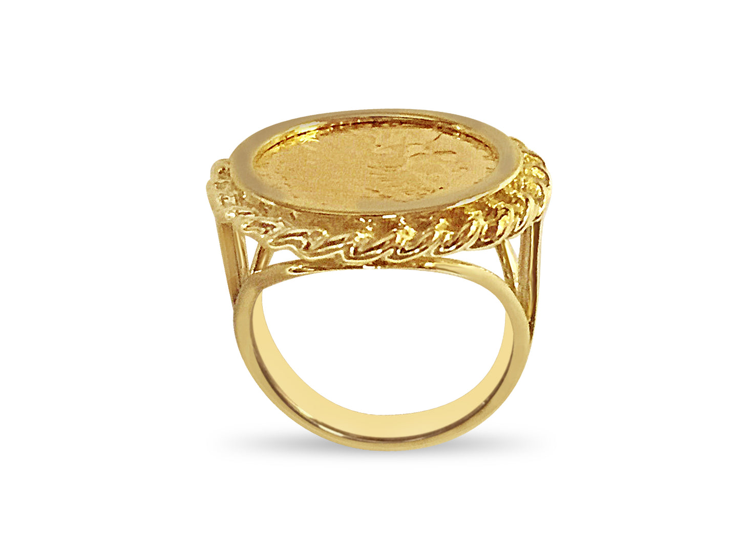 Fancy Solid Gold Handmade Coin Ring , Indian Head Coin ,