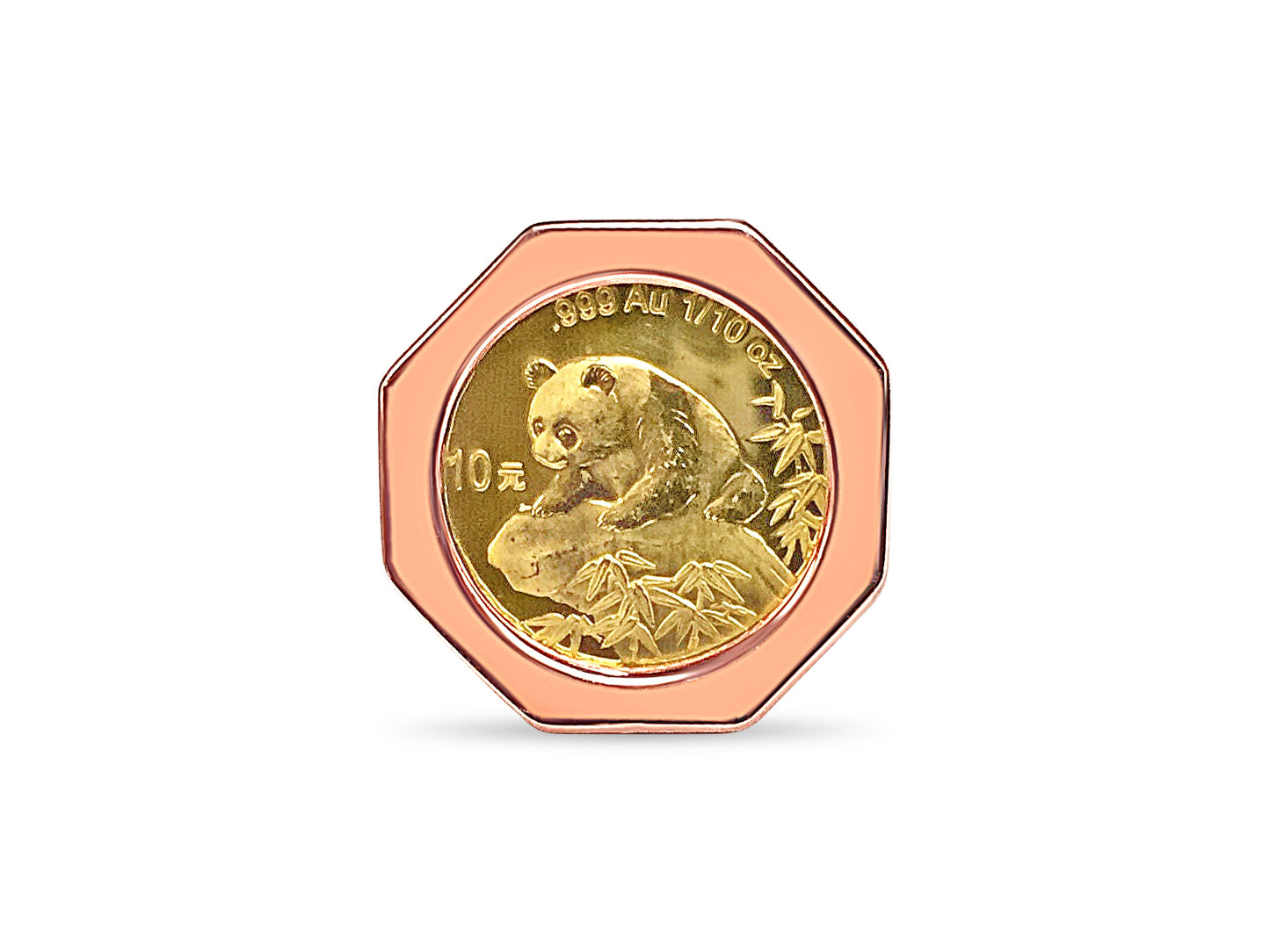 Fancy Solid Gold Handmade Coin Ring , Chinese Panda Bear Coin ,