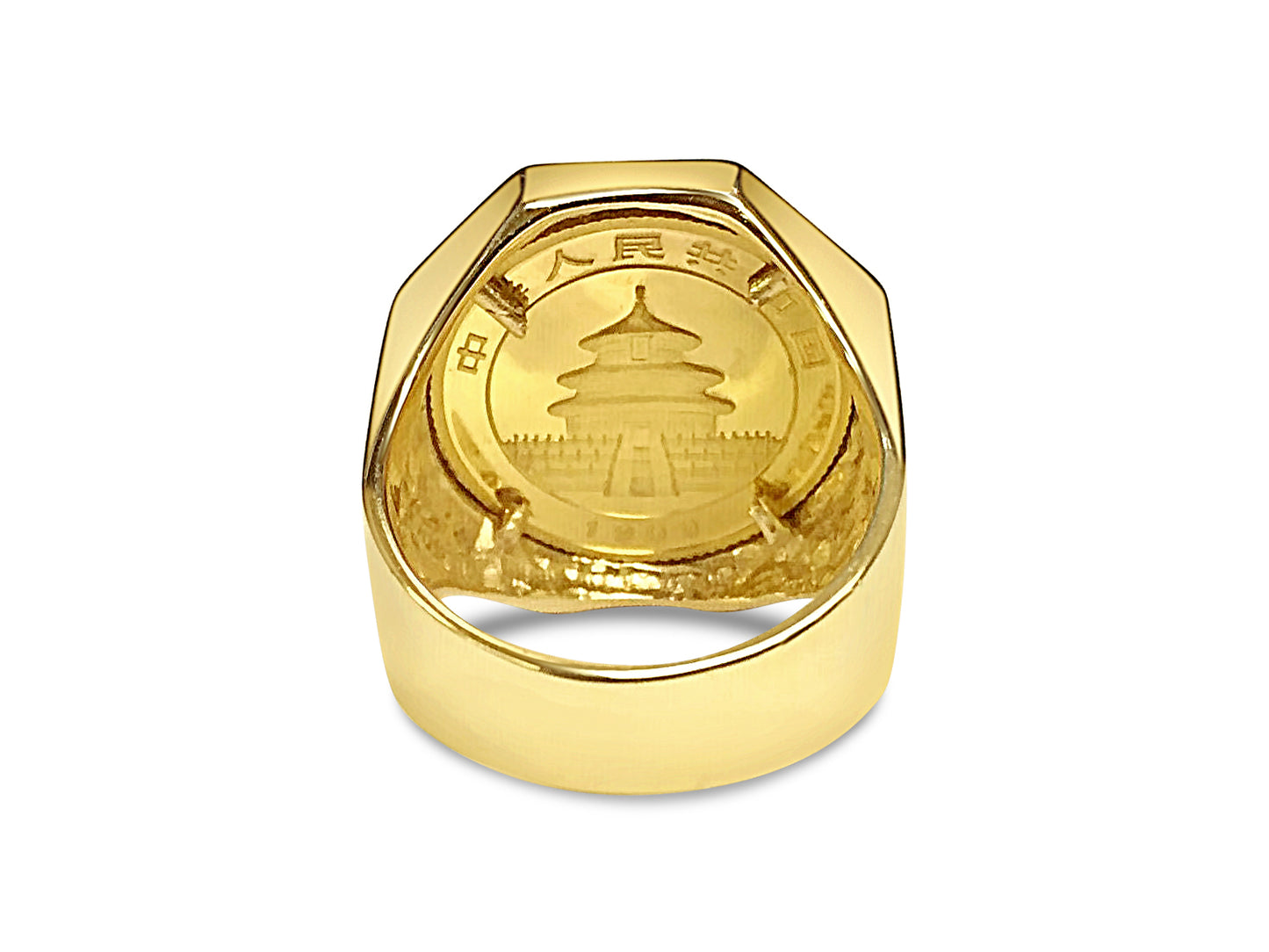 Fancy Solid Gold Handmade Coin Ring , Chinese Panda Bear Coin ,