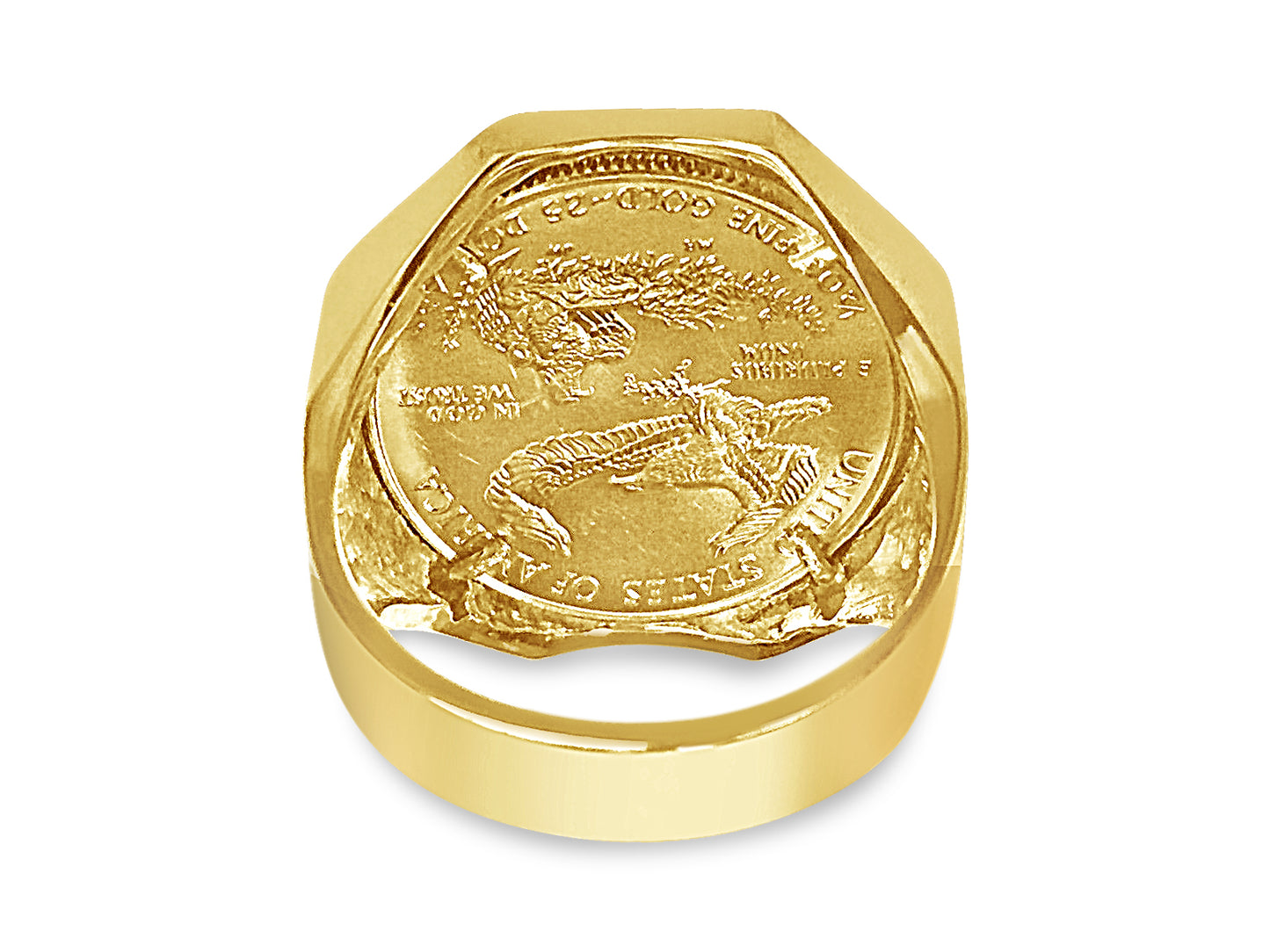 Fancy Solid Gold Handmade Coin Ring , 1/2oz Coin ,