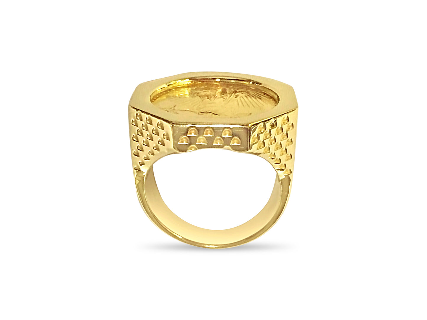 Fancy Solid Gold Handmade Coin Ring , 1/4oz Coin ,