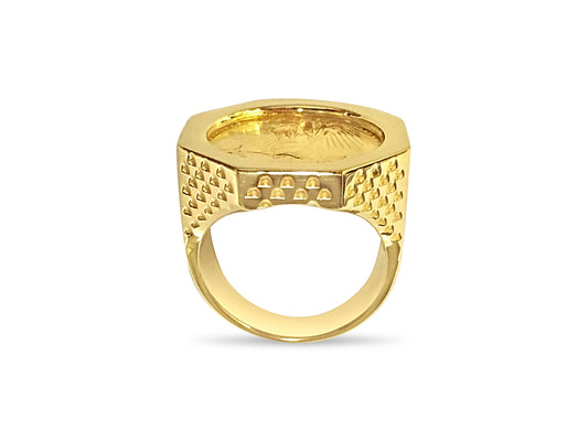 Fancy Solid Gold Handmade Coin Ring , 1/4oz Coin ,
