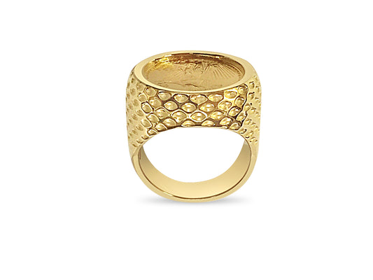 Fancy Solid Gold Handmade Coin Ring , 1/10oz Coin ,