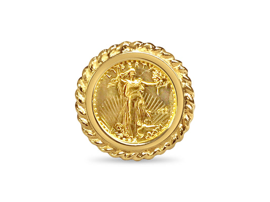 Fancy Ladies Solid Gold Handmade Coin Ring , 1/10oz Coin ,