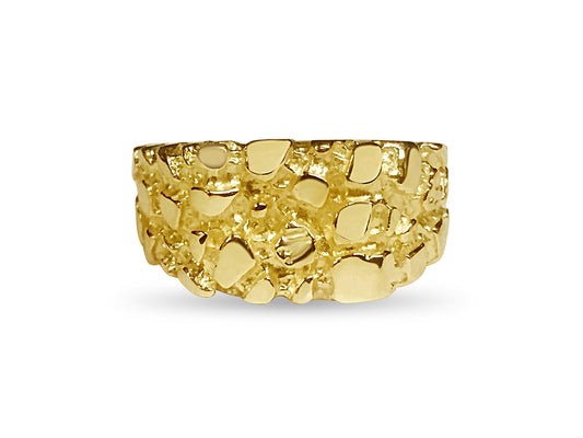 Fashion Nugget Solid Gold Handmade Ring , 11mm
