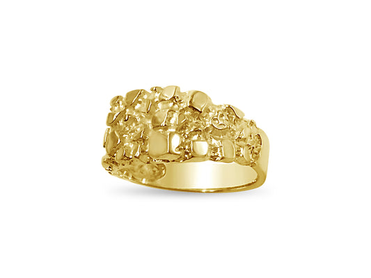 Fashion Nugget Solid Gold Handmade Ring , 11mm