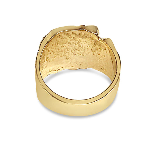 Fashion Nugget Solid Gold Handmade Ring , 15x20mm