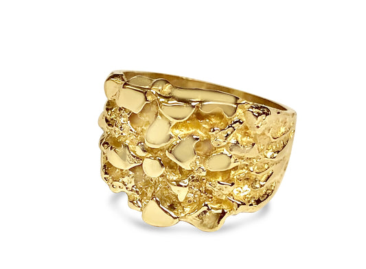 Fashion Nugget Solid Gold Handmade Ring , 15x20mm