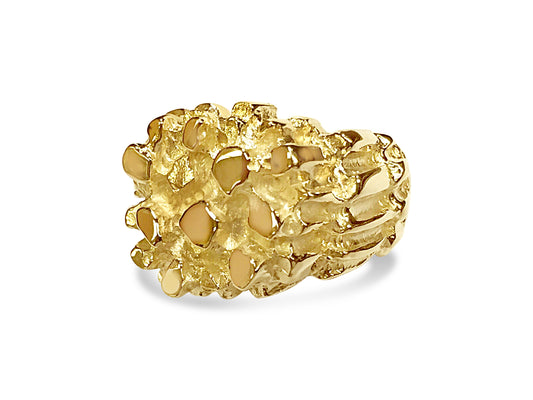 Fashion Nugget Solid Gold Handmade Ring , 20mm