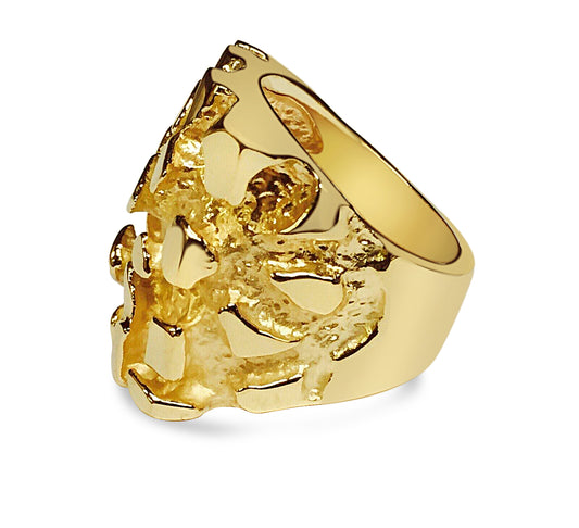 Fashion Nugget Solid Gold Handmade Ring , 28mm