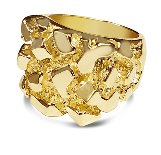 Fashion Nugget Solid Gold Handmade Ring , 23mm