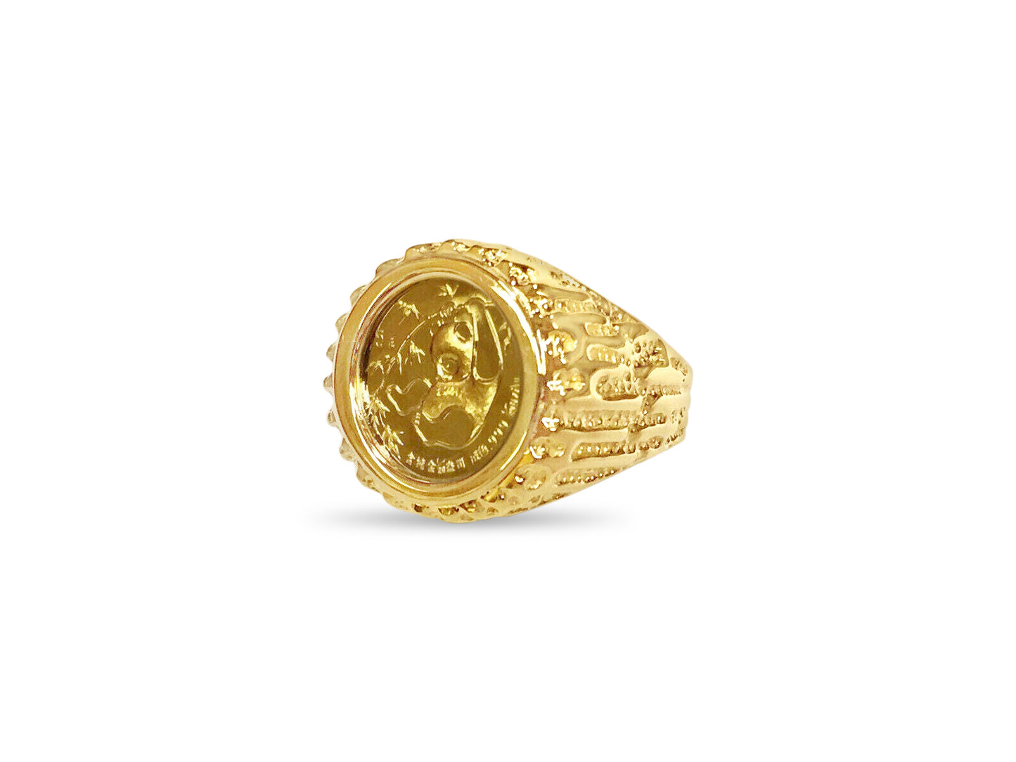 Fancy Solid Gold Handmade Coin Ring , Chinese Panda Bear Coin ,