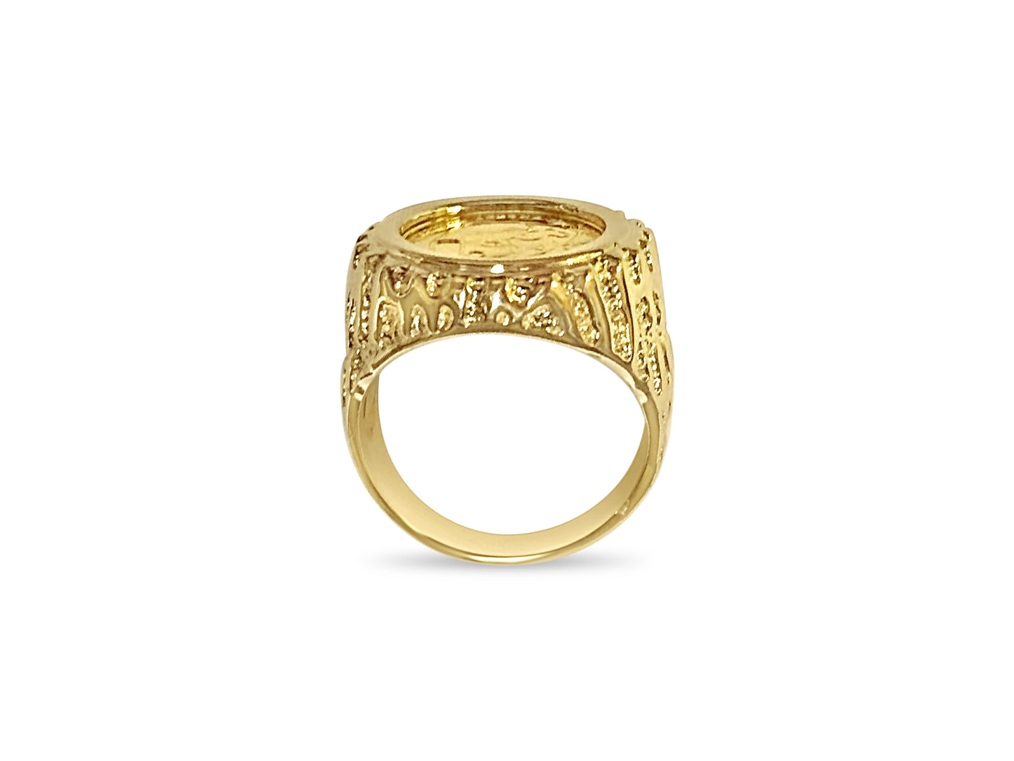 Fancy Solid Gold Handmade Coin Ring , Chinese Panda Bear Coin ,